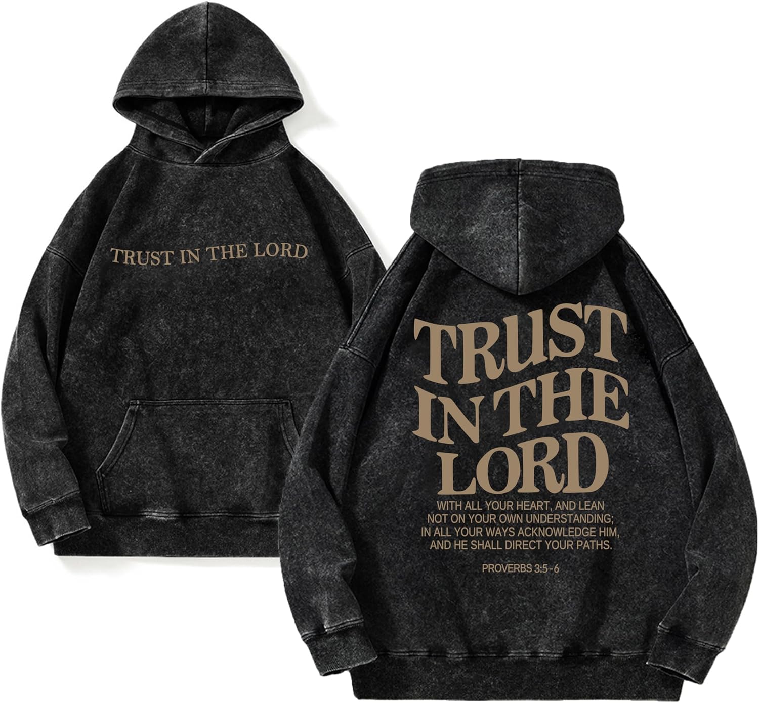 Unisex Acid Wash Christian Hoodie Bible Verse Graphic Pullover Sweatshirt Jesus Religious Gifts for Church Wear