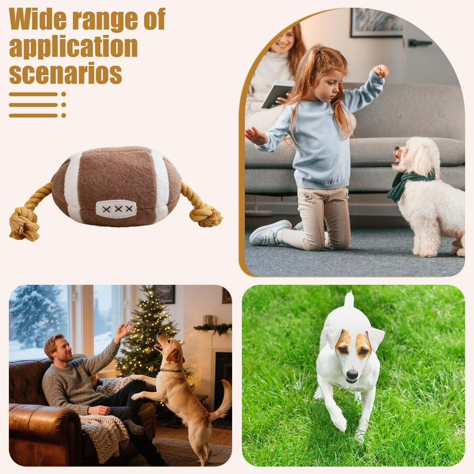 Juguetes Mordedores para Perros Accesorios para Mascotas | Diseño De Pelota Deportiva Juguete Para Cachorros En Dentición Con Cuerda De Algodón Para , Jalar Y Juego De Fuerza Interior