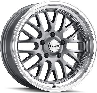 Ridler Custom Wheels 607 Grey W/MACHINED Lip Wheel with Alloy Steel 20 x 10. inches /5 x 83 mm, 0 mm Offset