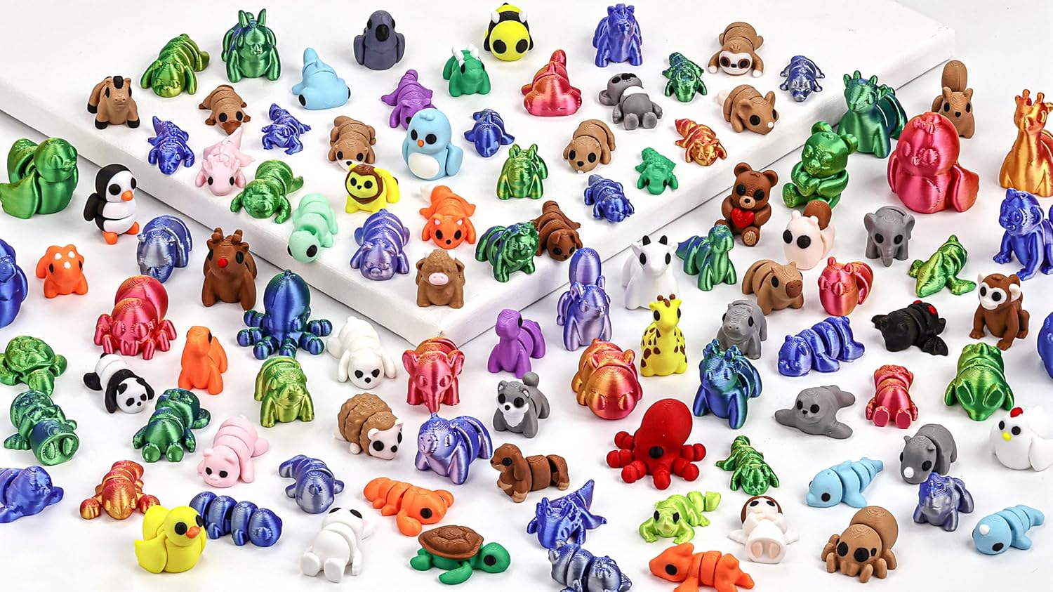 105pcs 3D Printed Animals, 3D Printed Animals, Articulated Pocket Fidget Toys Bulk, Party Favors, Goodie Bag Stuffers, Desk Pets for Classroom Rewards, Exchange Gifts for Boys Girls Toddlers