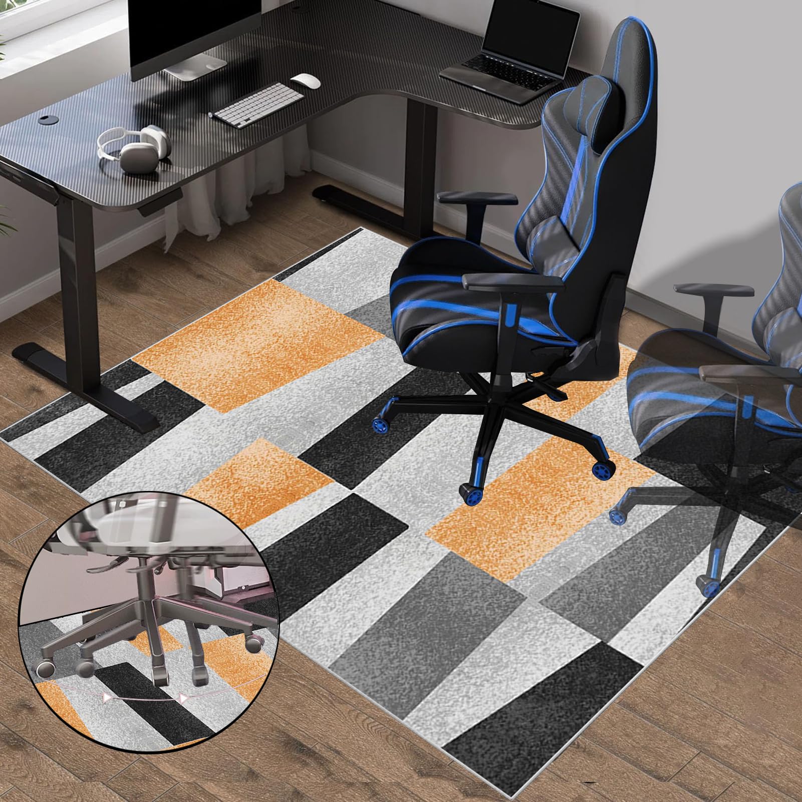 Alfombra para Silla Oficina con Ruedas, Alfombra Silla Gaming, Protector Suelo Silla Ruedas, Alfombra Silla Escritorio Antideslizante, Alfombra Silla Gamer Alfombra Protectora Suelo 100 x 120 cm