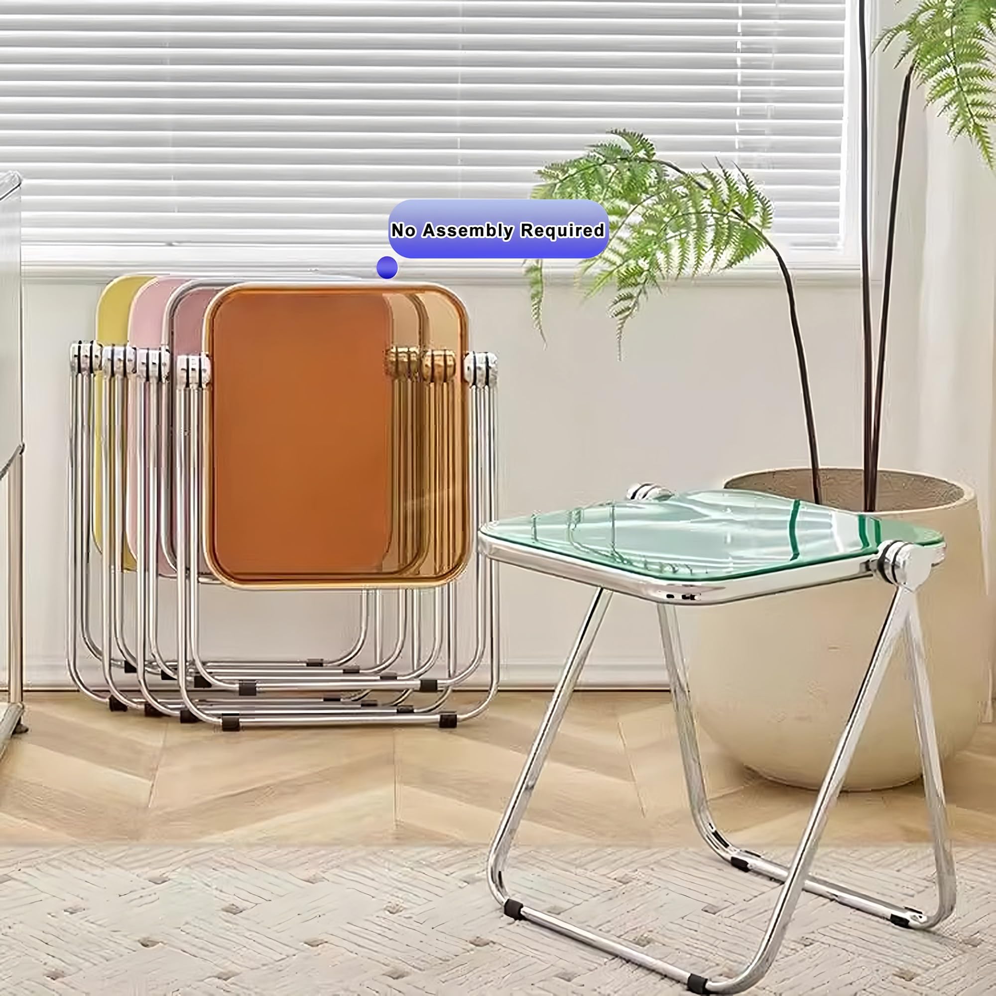 Klapptisch transparentes Acryl Beistelltisch Kleiner Computertisch Picknicktische for Zuhause, Büro, kleine Räume,zusammenklappbar, Keine Montage erforderlich(Brown)