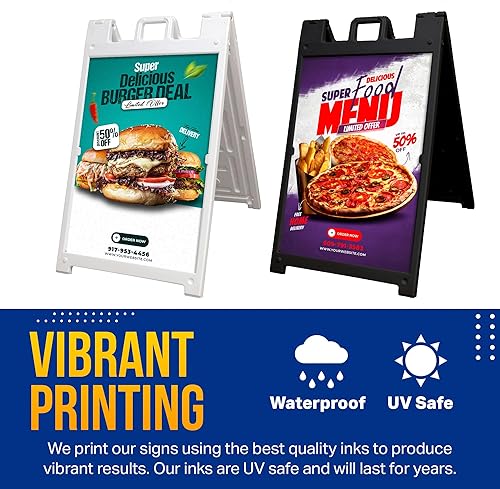 Miniatura 4 de Letreros personalizados con marco A para exteriores, tablero de letrero sándwich de doble cara para publicidad de restaurantes de negocios con 2