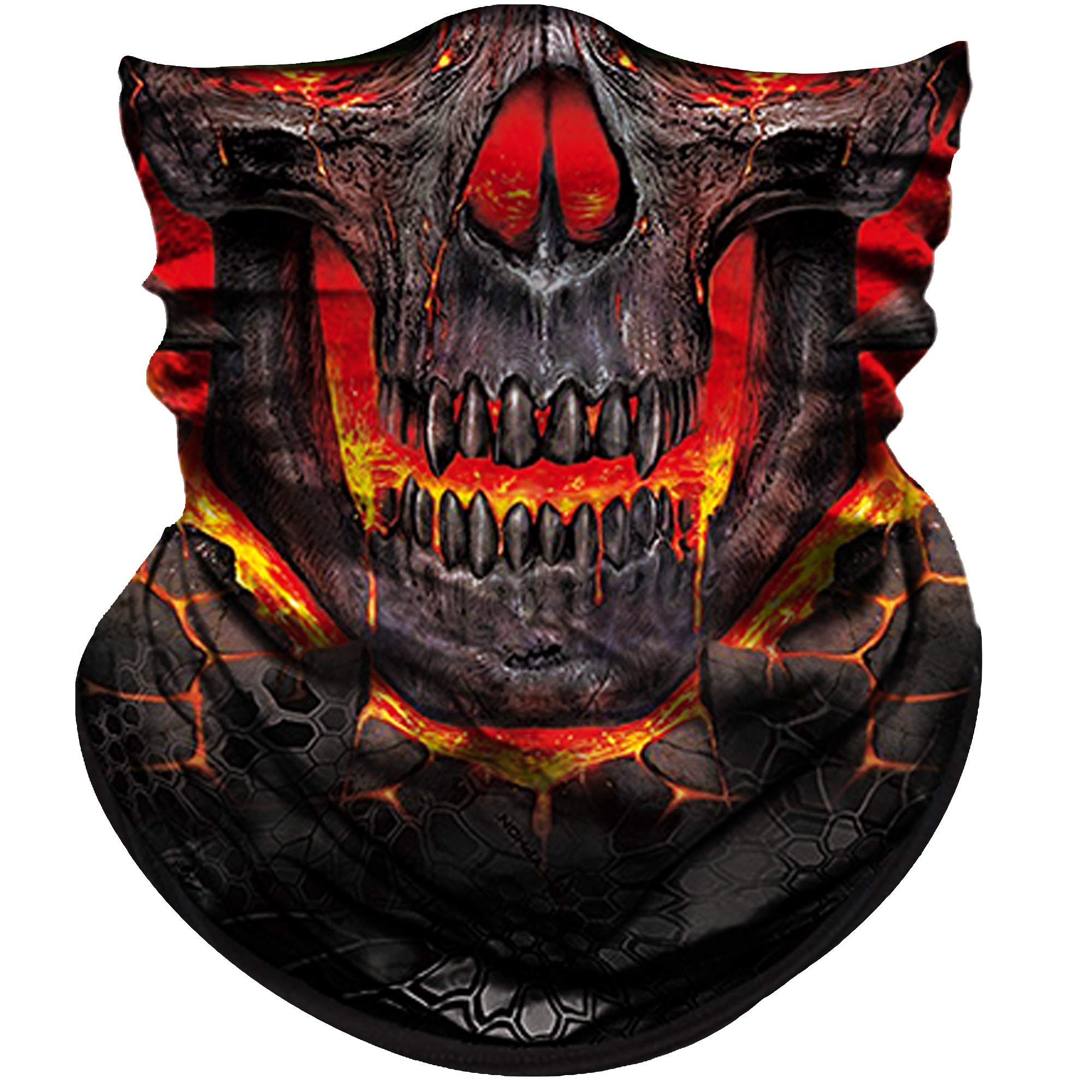 Obacle Skull Face Mask Half for Dust Wind UV Sun Protection Seamless 3D Tube Mask Bandana for Men Women Thin Breathable Skeleton Mask Motorcycle Riding Biker Cycling Sports Festival (Fire Face Skull)