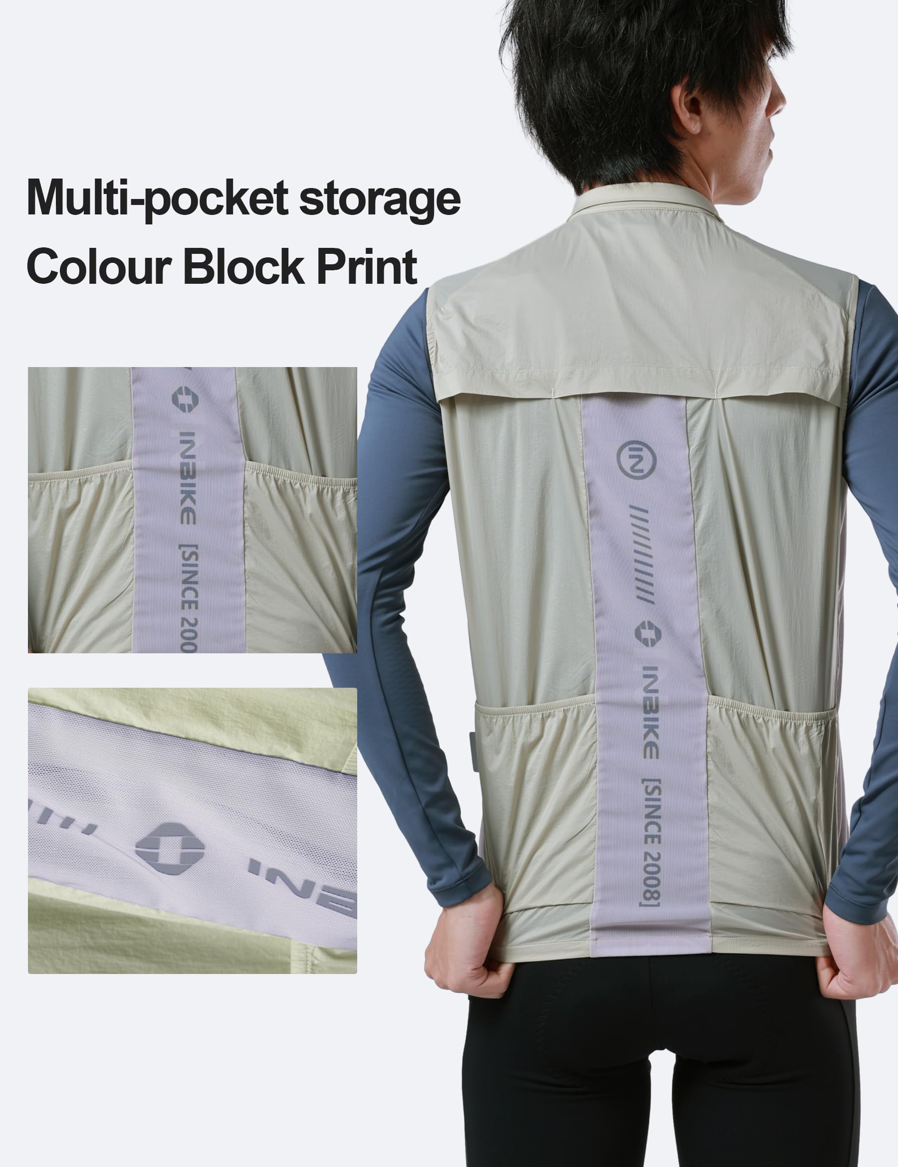 INBIKE Leichte Windweste Fahrradweste Reflektierend Laufweste Ärmellos Sommer Winddicht Atmungsaktiv Fahrradjacke Herren Damen für Fahrrad Rennrad Laufen Sport Wandern Outdoor