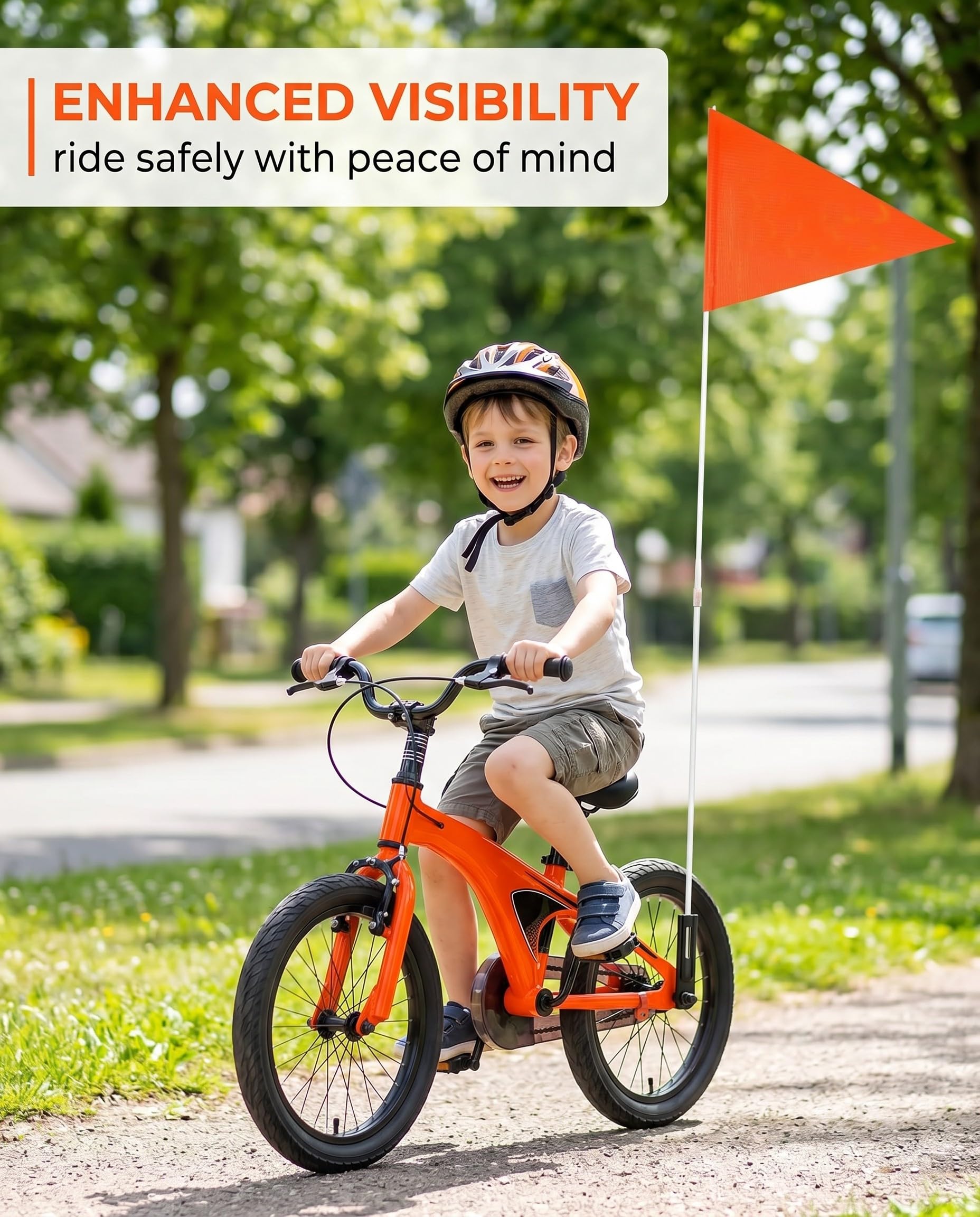 GAJUS Bandiera di Sicurezza per Bici, Bandierina Arancione ad Alta Visibilità per Bambini e Adulti, Bandiera Bici Bambini per Carrello Bicicletta, Trailer, Kayak e Attività Outdoor