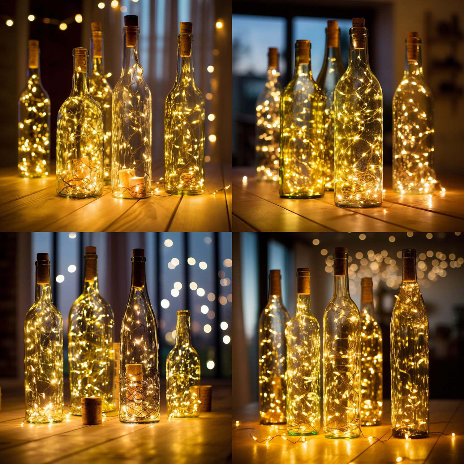 Lichterkette mit Korken, batteriebetriebene Weinflaschen-Lichter, 1 m, 20 LED-Lichterketten für Flaschen, Gläser, Handwerk, Hochzeit, Party, Tafelaufsätze, Tischdekoration, Silberdraht