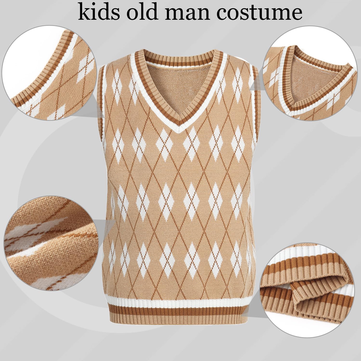 Kids Old Man Costume for Boys 100 Days of School Costume Kids Grandpa Costumes for Halloween 3-10 Years - Image 4