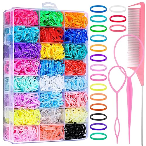 Miniatura 7 de 2200 ligas elásticas para el cabello, pequeñas bandas elásticas para el cabello, 6 colores naturales, mini bandas de goma para el cabello para niñas