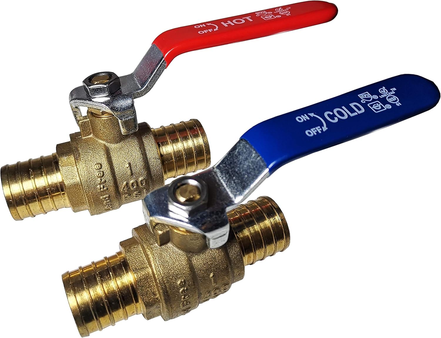 10 Pieces XFITTING 1" Pex Ball Valve with Hot and Cold Handle, 5 Hot/Red, 5 Blue/Cold