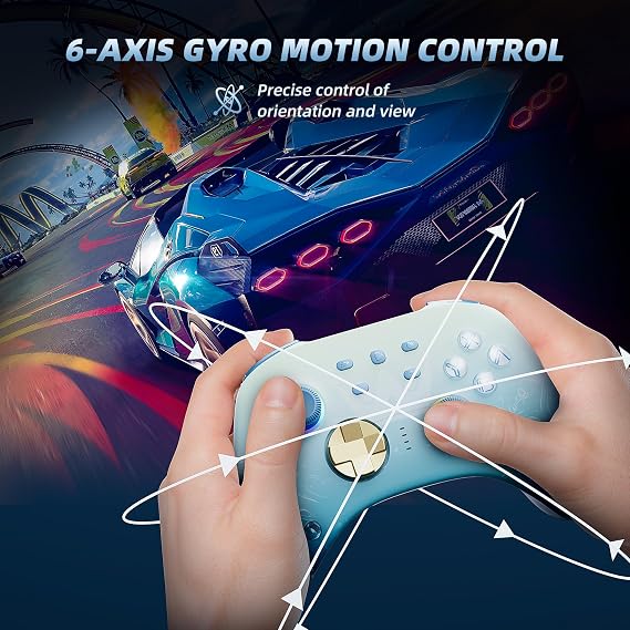Mytrix Wireless Pro Controllers with Charging Dock, Bluetooth Controller with Hall Effect Joysticks/Hall Trigger (No Drift) for Nintendo Switch, Windows PC iOS Android Steam - Focalors Blue