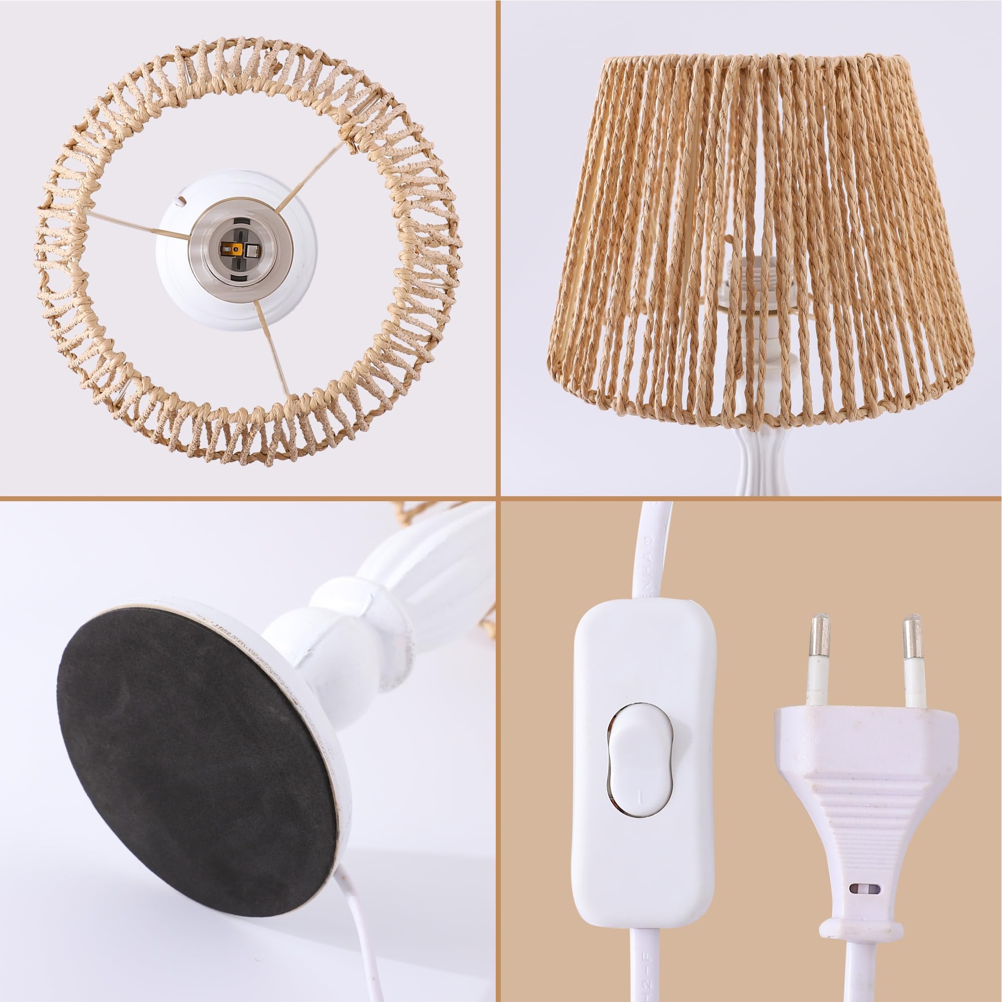 Kuber Industries Aesthetic & Modern Bedroom Lamp for Side Table | Office & Desk Table Lamp for Living Room and Home Decor with Paper, Iron Frame & Wooden Base | Light Blue-23AT03 3
