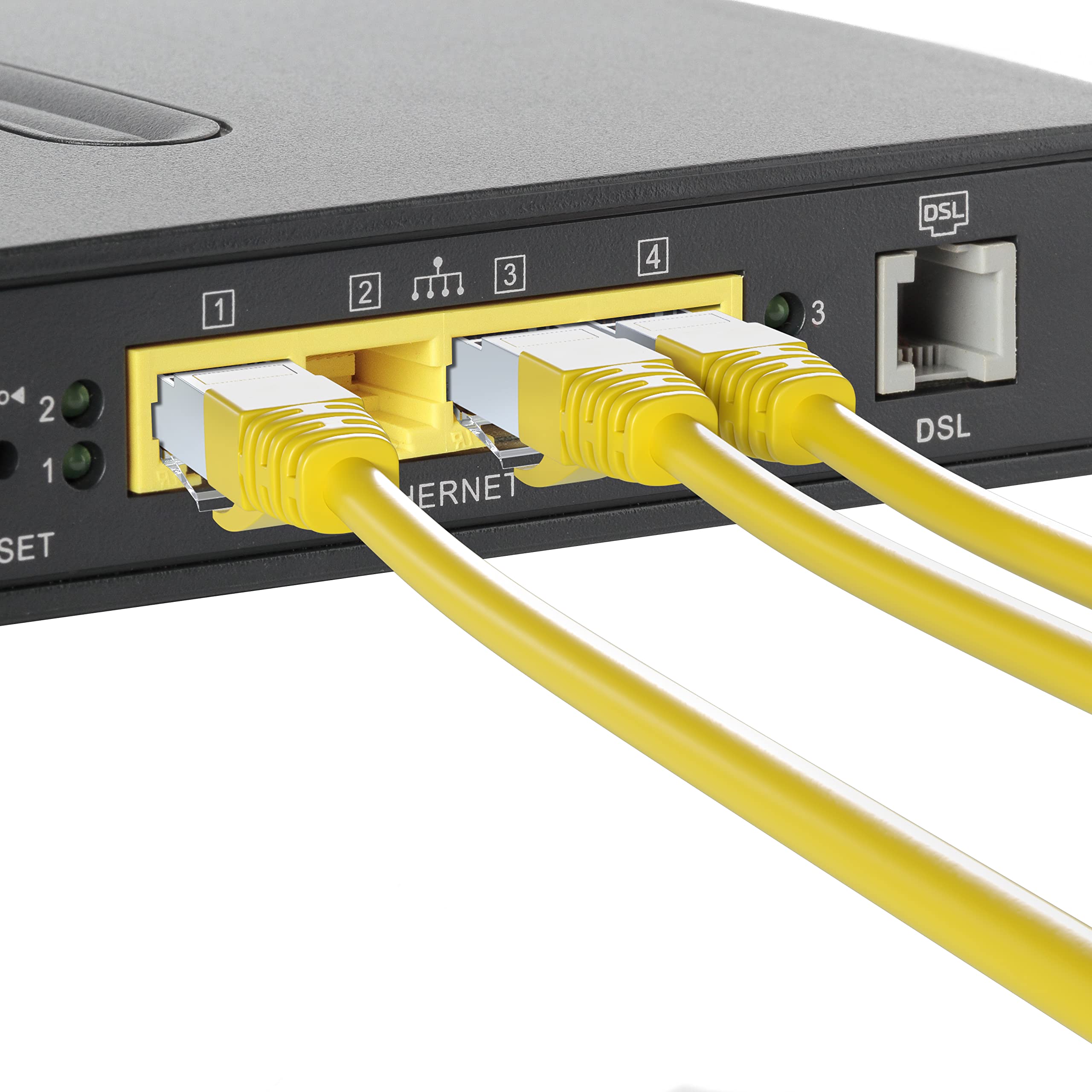 Mr. Tronic 10m Cable de Red Ethernet Trenzado | CAT7, SFTP | Conectores RJ45 | LAN Gigabit de Alta Velocidad | Conexión a Internet | Ideal para PC, Router, Modem, Switch, TV (10 Metros, Amarillo)