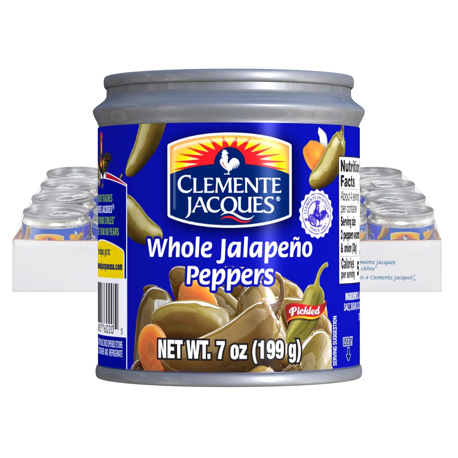Clemente Jacques Whole Jalapeno Peppers, 7 oz (Pack of 24)