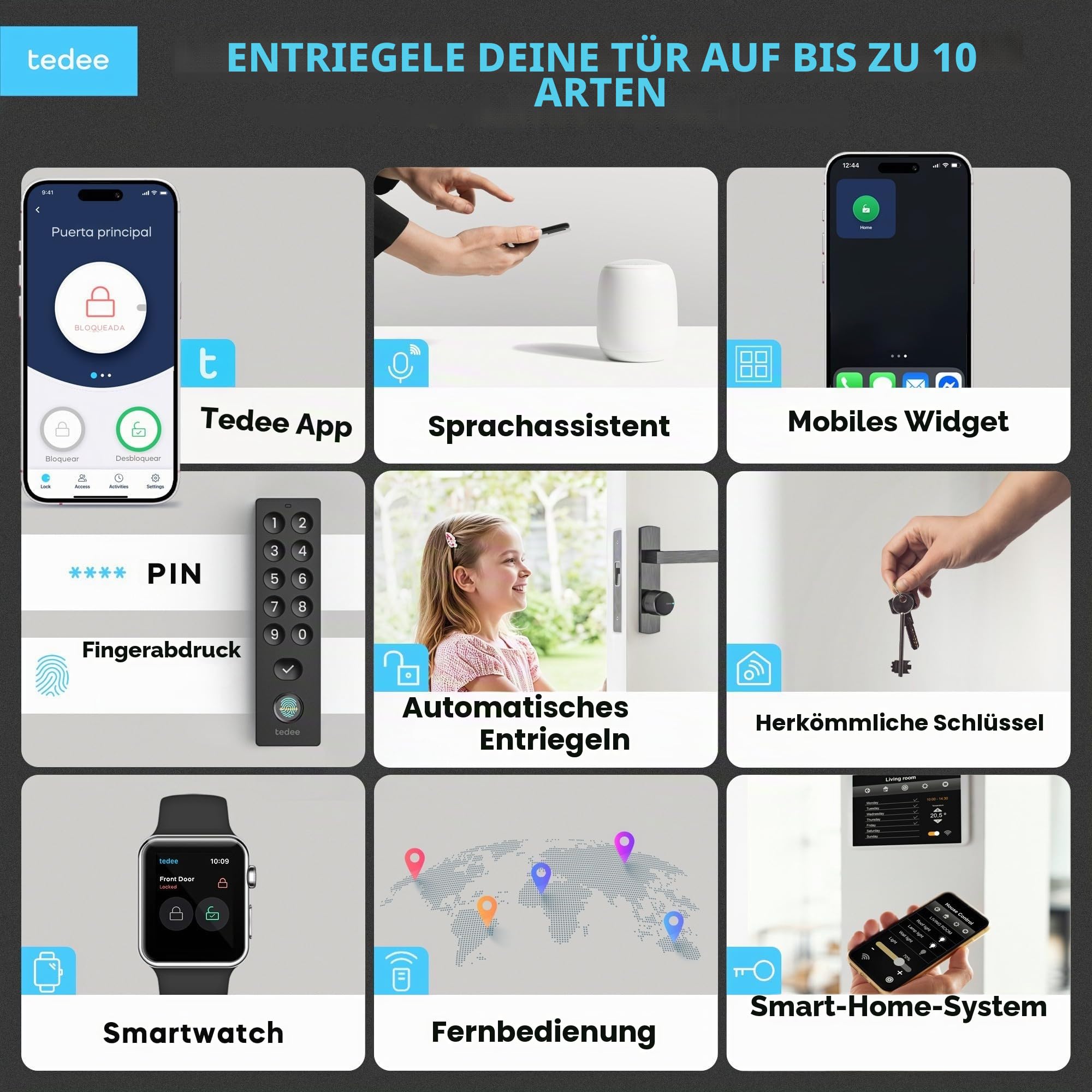 Tedee Bridge für elektronisches Türschloss, Steuerung über Bluetooth, tedee WiFi Bridge ermöglicht Öffnen und Schließen aus der Fernbedienung, für iPhone & Android,