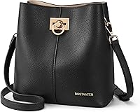 BOSTANTEN Vegan Leather Crossbody Bucket Bag for Women - Multiple Pockets, Adjustable Strap, Secure Compartments