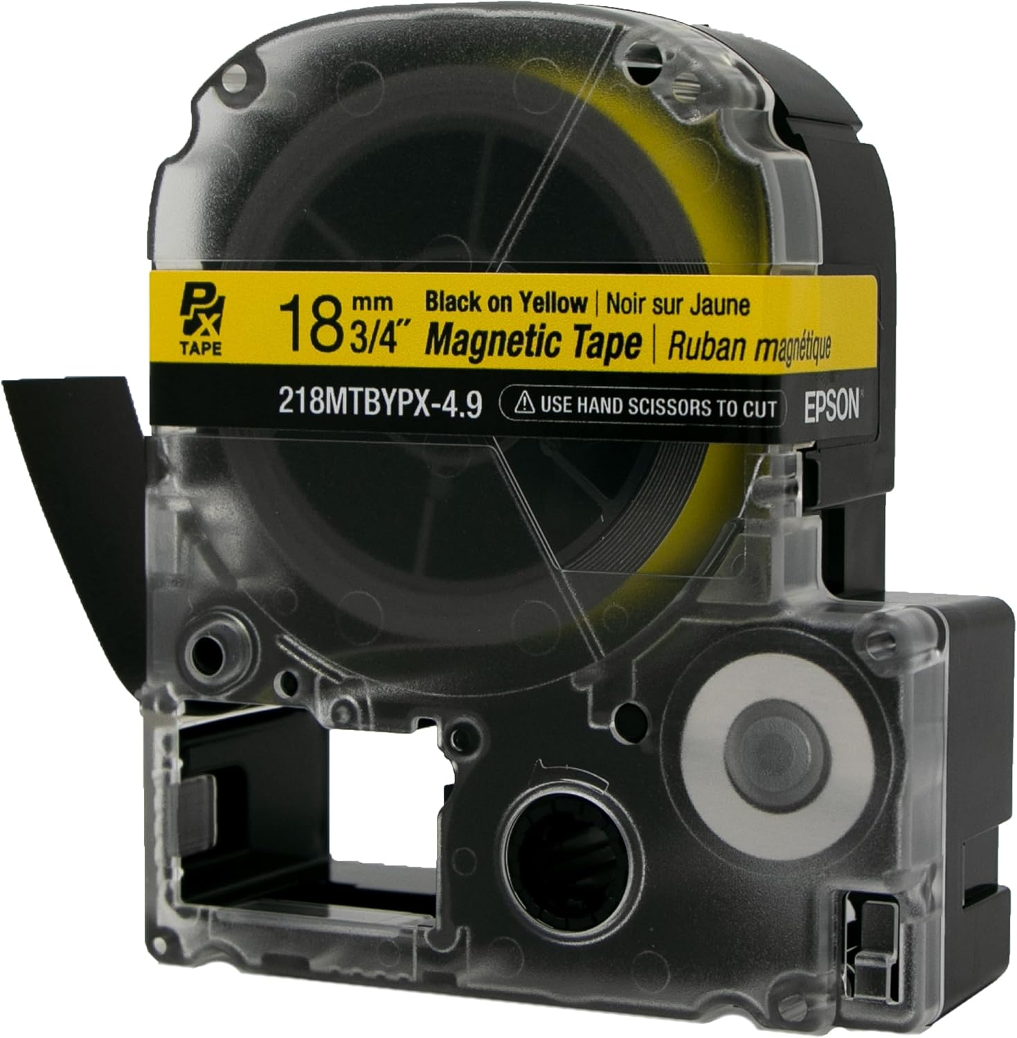 LABELWORKS 218MTBYPX-4.9 Magnetic Tape Cartridge - Black on Yellow Magnet Label Maker Tape - 3/4" (18MM) Wide, 4.9 ft, Yellow