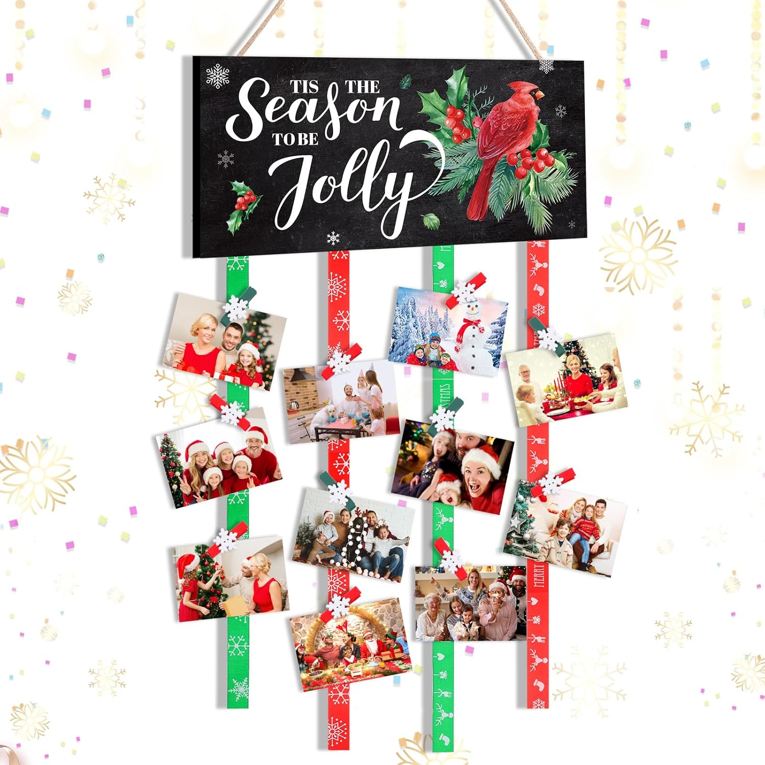 Christmas Card Holder 14.9 x 7.1 Inch Wall Hanging Picture