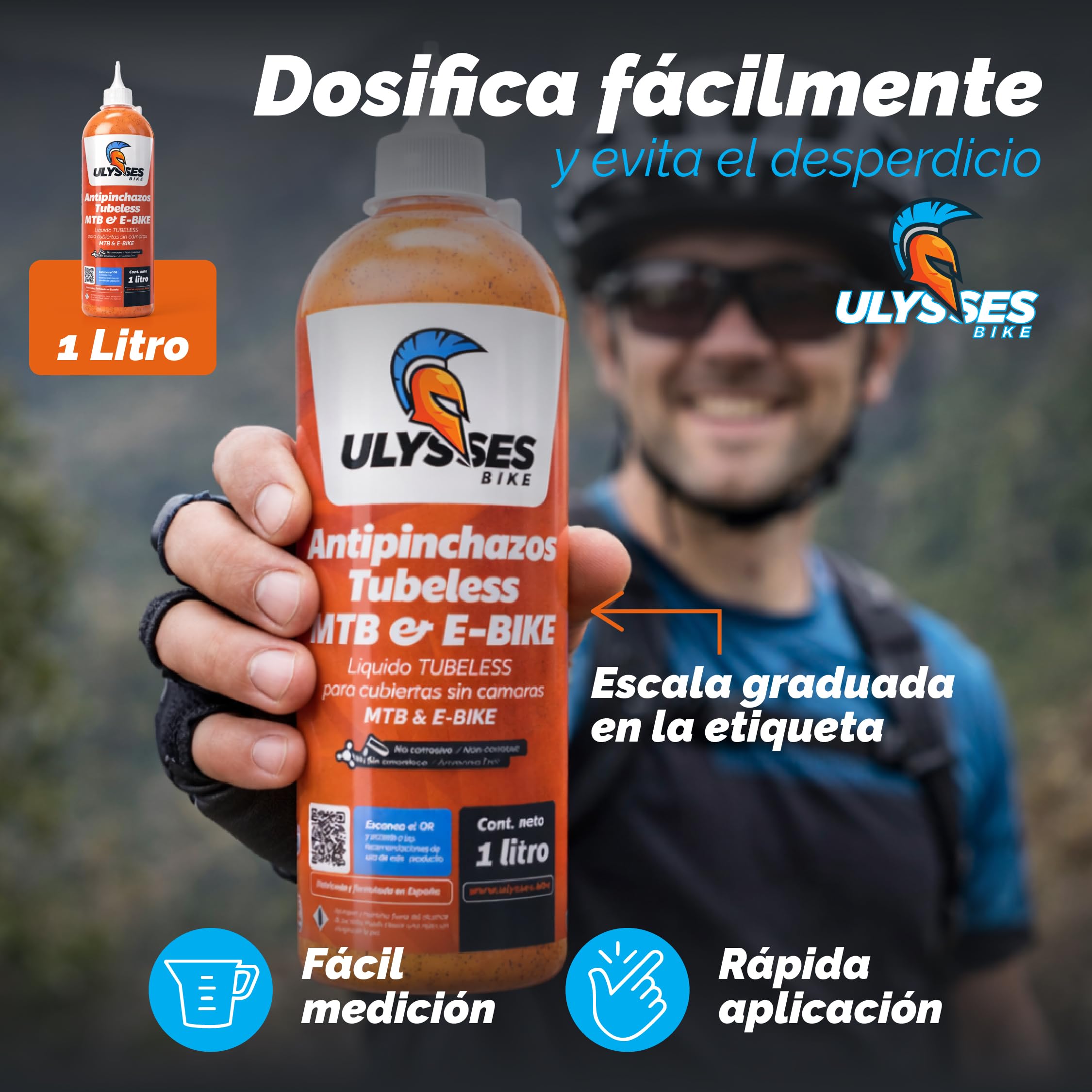 Liquido tubeless MTB y E-Bike 1L | Liquido Antipinchazos Bicicleta sin amoniaco | Sellador Repara Pinchazos Bicicleta | Kit Reparacion Neumaticos | Gel Antipinchazos para Jeringa Tubeless