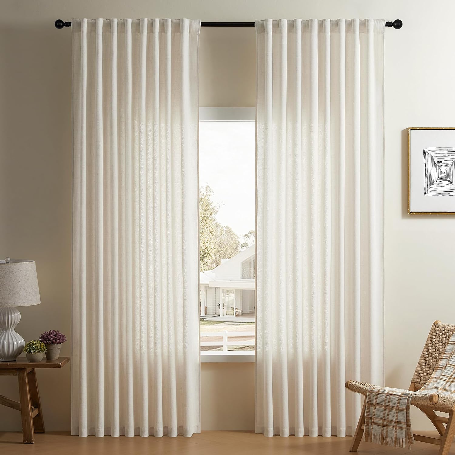 Amazon.com: DaysU Linen Curtains 90 Inches Long 2 Panels for Bedroom