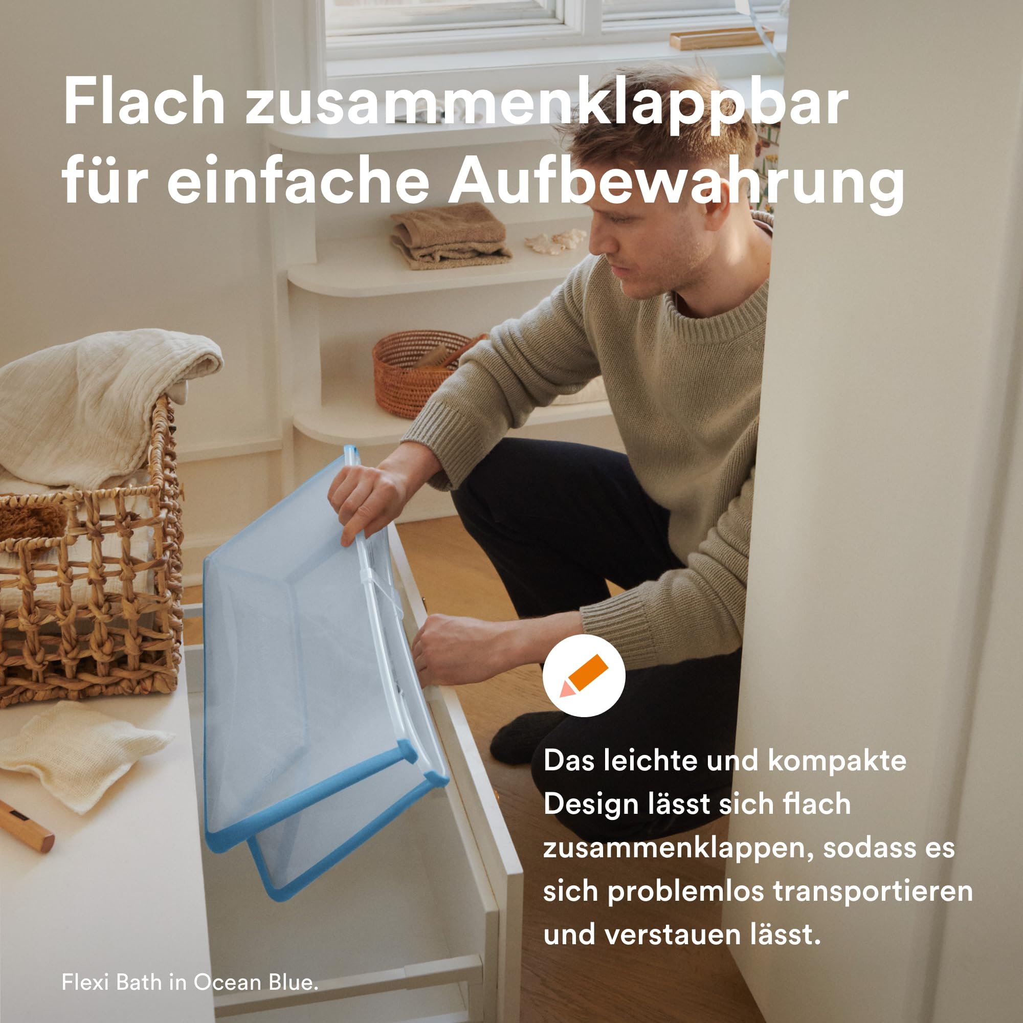 Stokke Flexi Bath, Sandy Beige - 64 x 24 x 34 cm - Faltbare Babybadewanne für Neugeborene und Babys - Leicht, robust & einfach zu verstauen - Praktisch für zu Hause oder auf Reisen