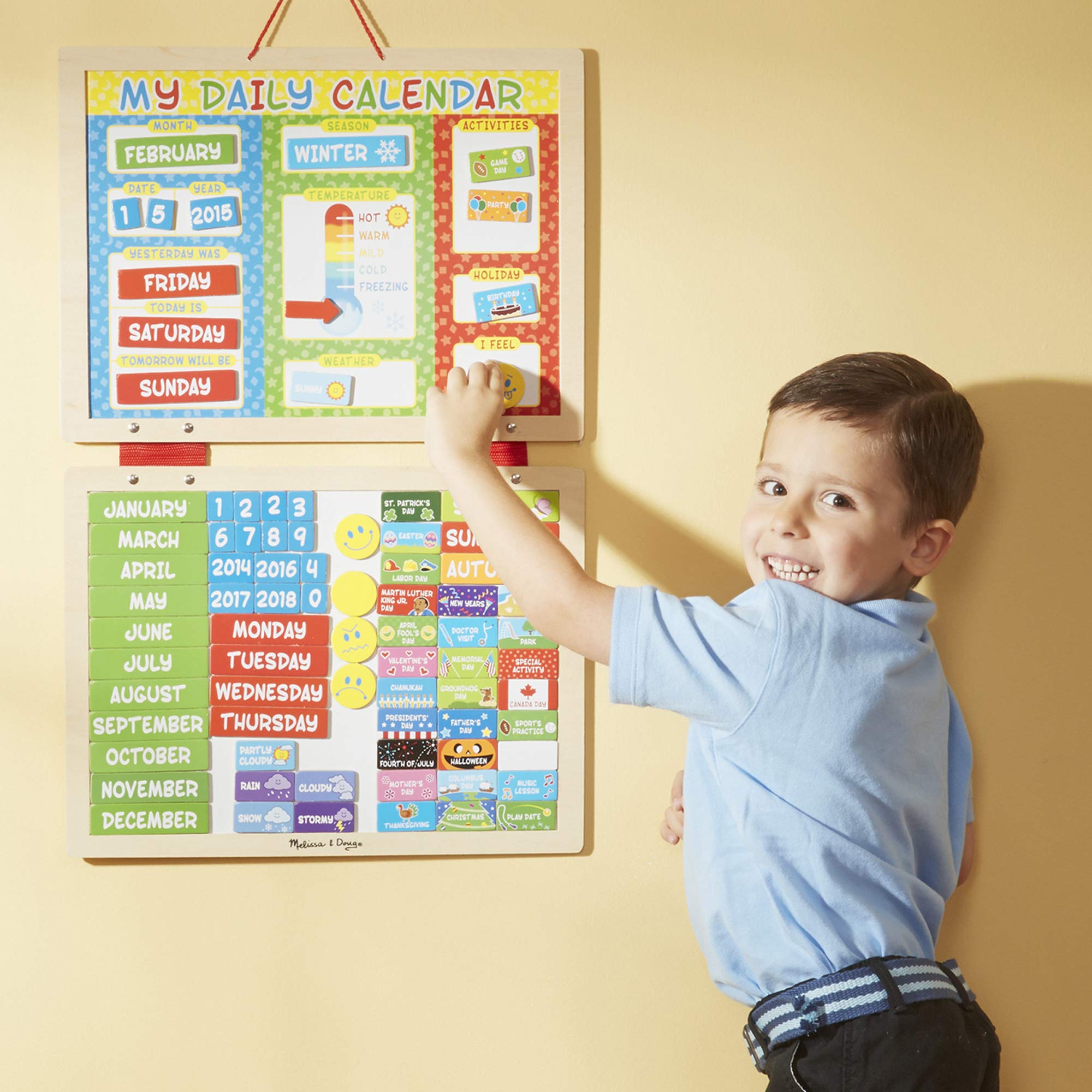 Melissa & Doug - Il Mio Primo Calendario | Tavola Bianca Cancellabile e Magnetica | 83 Pezzi |Gioco Educativo | Sviluppo Attivita' Cognitive | 4+ | Regalo Bambini Bambine