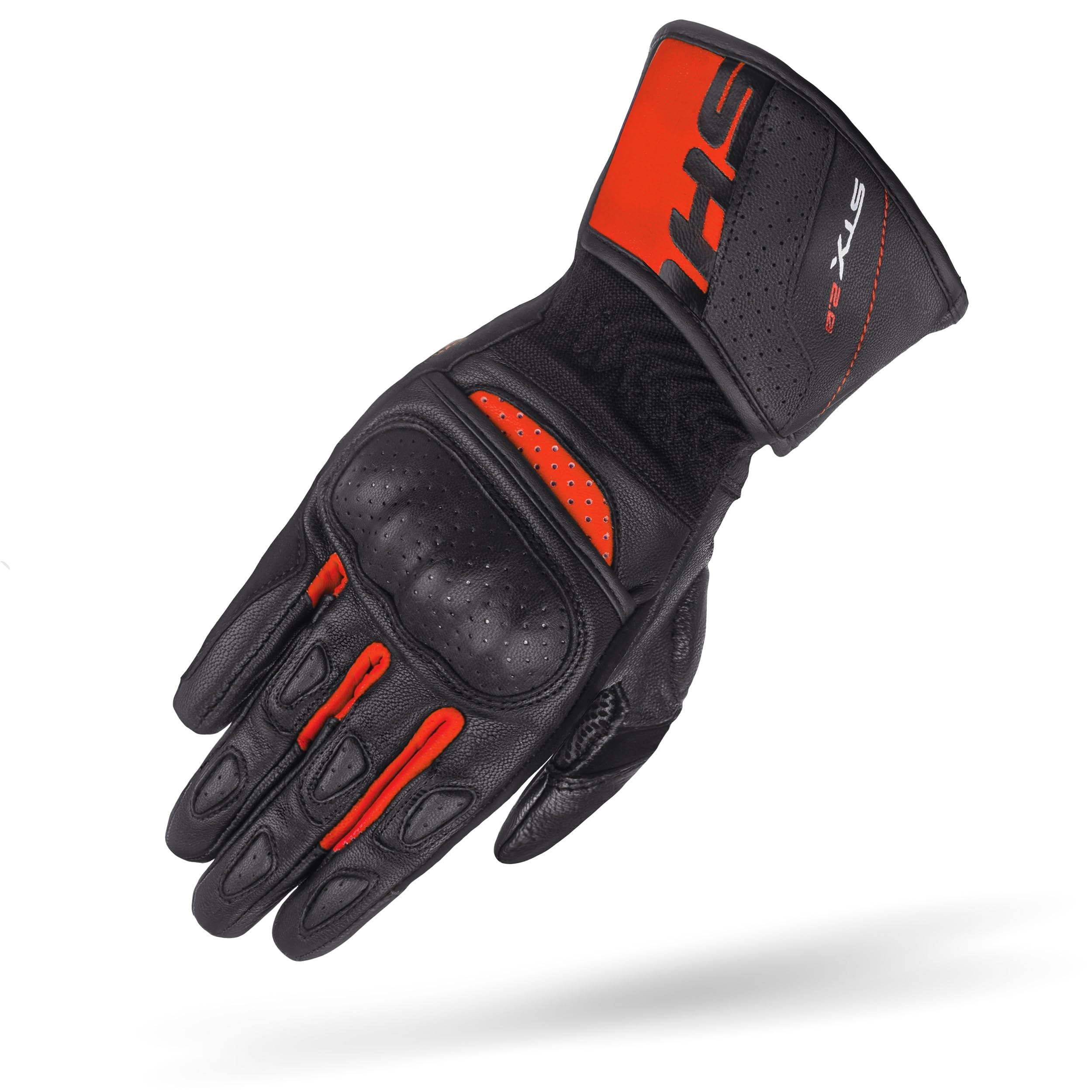 SHIMA STX Motorbike Gloves Men Leather Long Summer Biker Armoured Protectors Motorcycle Perforated Ventilated Reinforced Touchscreen Motorsport Glove Racing Motorbikes (Mens, Red, XXL)