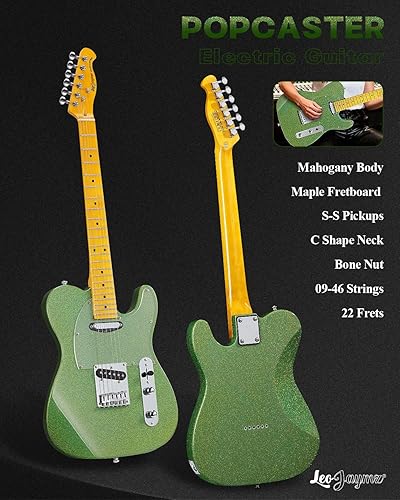 Miniatura 2 de Leo Jaymz ResonanceX Pro - Guitarra eléctrica en color brillante, cuerpo de caoba de alto brillo y cuello de arce duro, golpeador acrílico