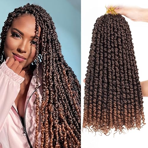 Leeven Cabello de ganchillo para mujer de 16 pulgadas, cabello pretrenzado y prerrizado de pasión, 8 paquetes de extensiones de cabello sintético