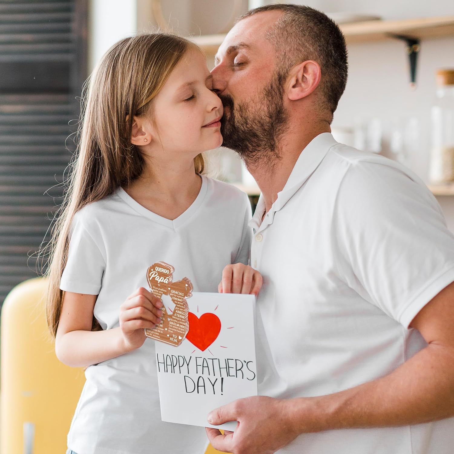 Yopyame Gift for Dad from Daughter - Spanish Papá Heartwarming Keepsake Father Daughter Embracing Acrylic Plaque Sign Best Dad Ever Gift Regalos Para Papá Office Desk Decor Father’s Day Christmas Gift thumbnail