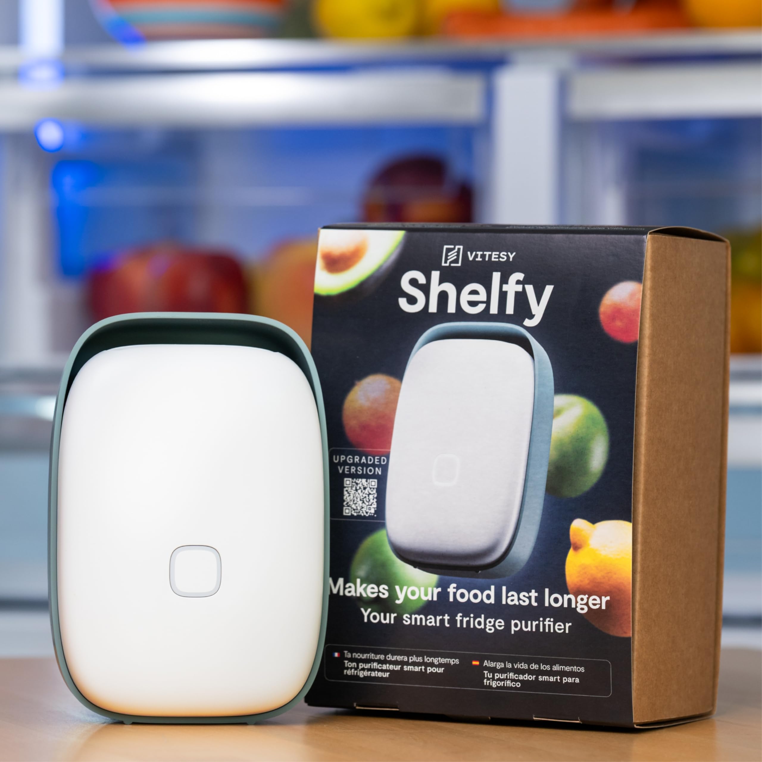 VITESY SHELFY NUOVO Smart Device per Frigorifero | Estende Freschezza Cibo e Riduce Spreco Alimentare | Rimuove Cattivi Odori | Tecnologia IoT | Filtro Fotocatalitico (Bianco Nuovo)