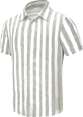 Miniatura 14 de SheLucki - Camisa hawaiana para hombre, unisex, de manga corta, con botones, para la playa y el verano, ropa casual estampada con sombra de palmas