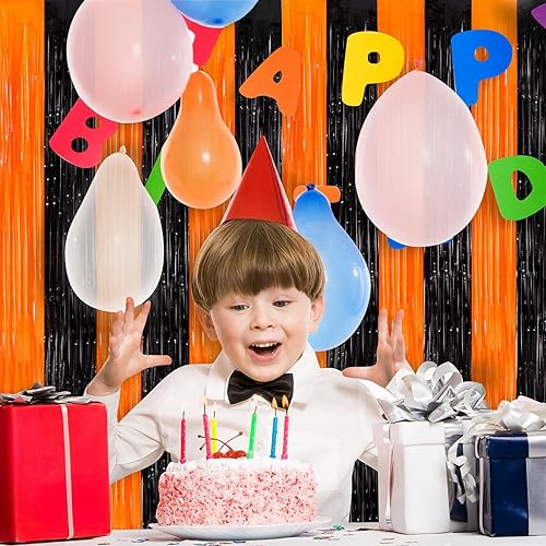 Miniatura 125 de Cortinas de flecos de oropel metálico rojo, paquete de 2 cortinas de fiesta de 3.3 x 8.3 pies para decoraciones de fiesta de cumpleaños, decoración