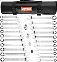 Vista 7 de SORAKO Llave combinada de trinquete engranaje de acero Cr-V de grado industrial (A-0.512 in métrico)