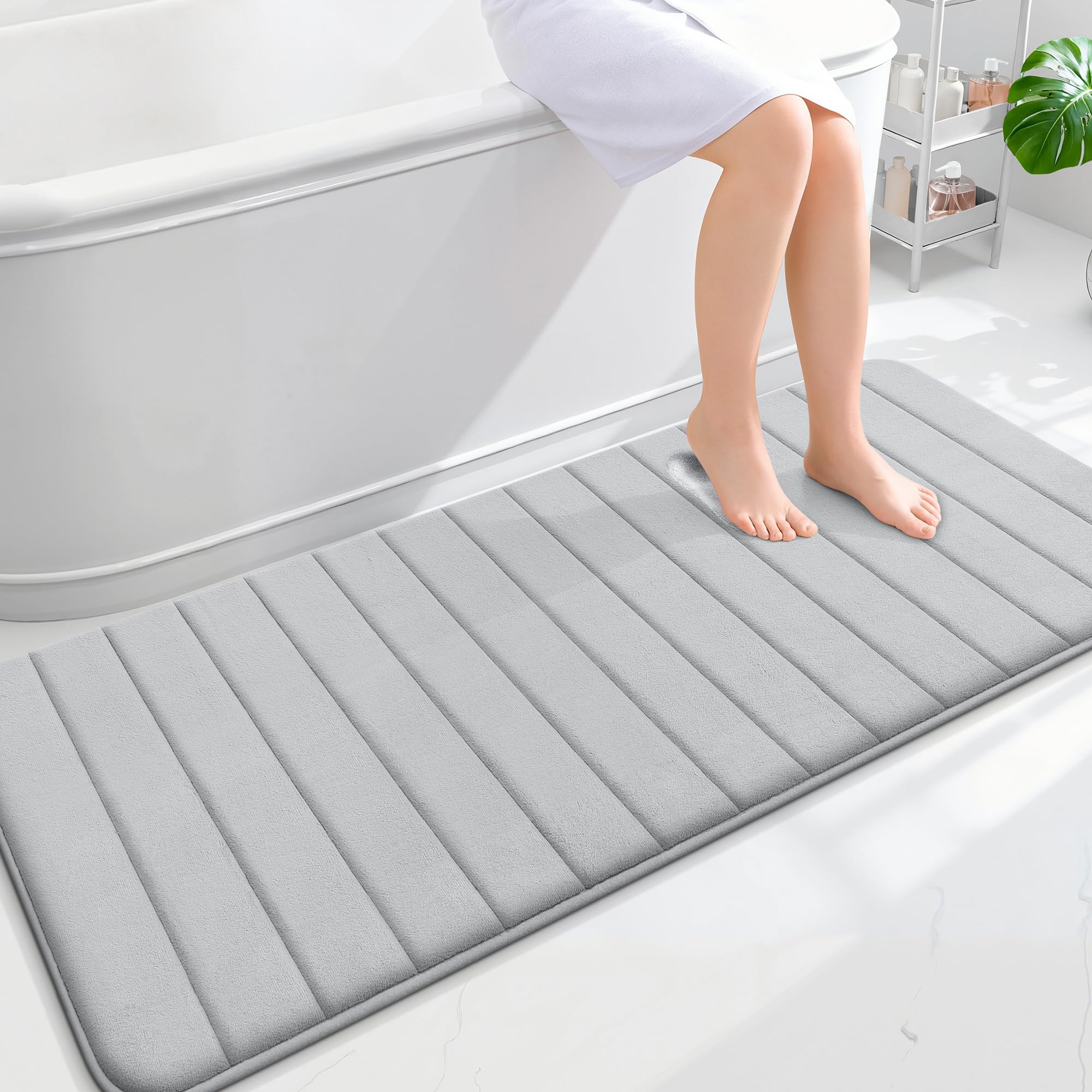 Photo 1 of OLANLY Memory Foam Bath Rug 59"x24" - Light Gray