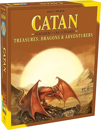 CATAN Expansión de escenarios de tesoros, dragones y aventureros, juego de mesa de estrategia, juego familiar para niños y adultos, a partir de 12