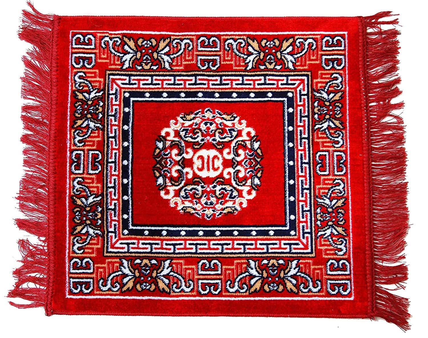 AYUS Velvet Prayer Mat/Aasan/Pooja Mat/Meditation Rectangular Shape Mat/Multipurpose Velvet Rug Mat (Red, 2 X 2 Feet, Pack of 2)-image-10