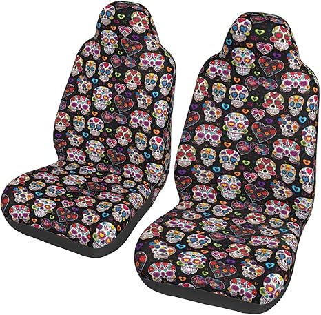 Sugar Skulls Car Seat Covers Protectors Fit for Most Cars Trucks SUV