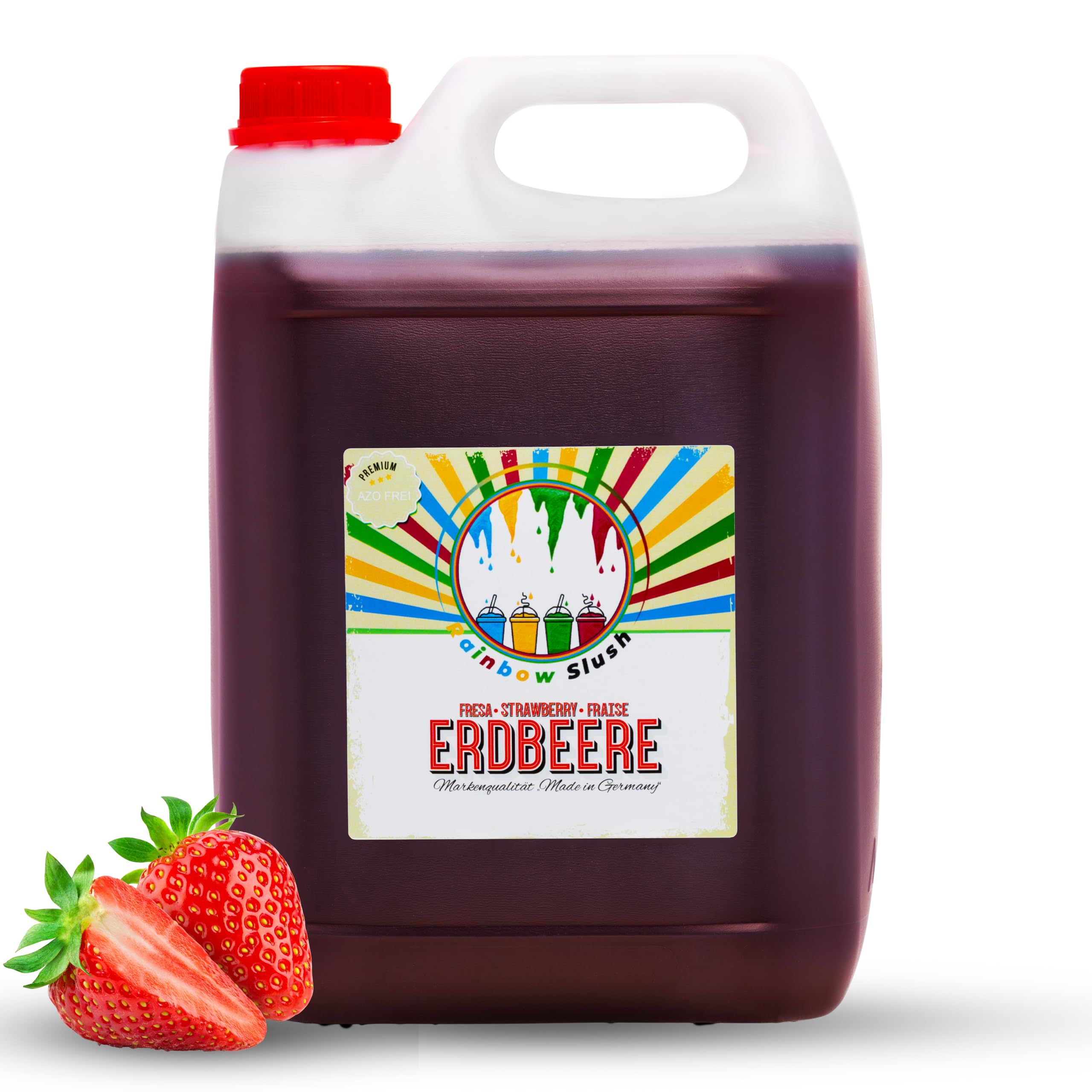 Rainbow Slush Sirup AZO und Glycerin Frei | Geschmack Erdbeere | Konzentrat für Slushy Maker Eis Slushmaschinen Eismaschinen Getränke 1:5