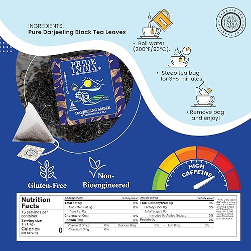 Vista 46 de Pride Of India - Té Natural Energize Ayurveda (Tulsi Negro), 25 Bolsas de Té
