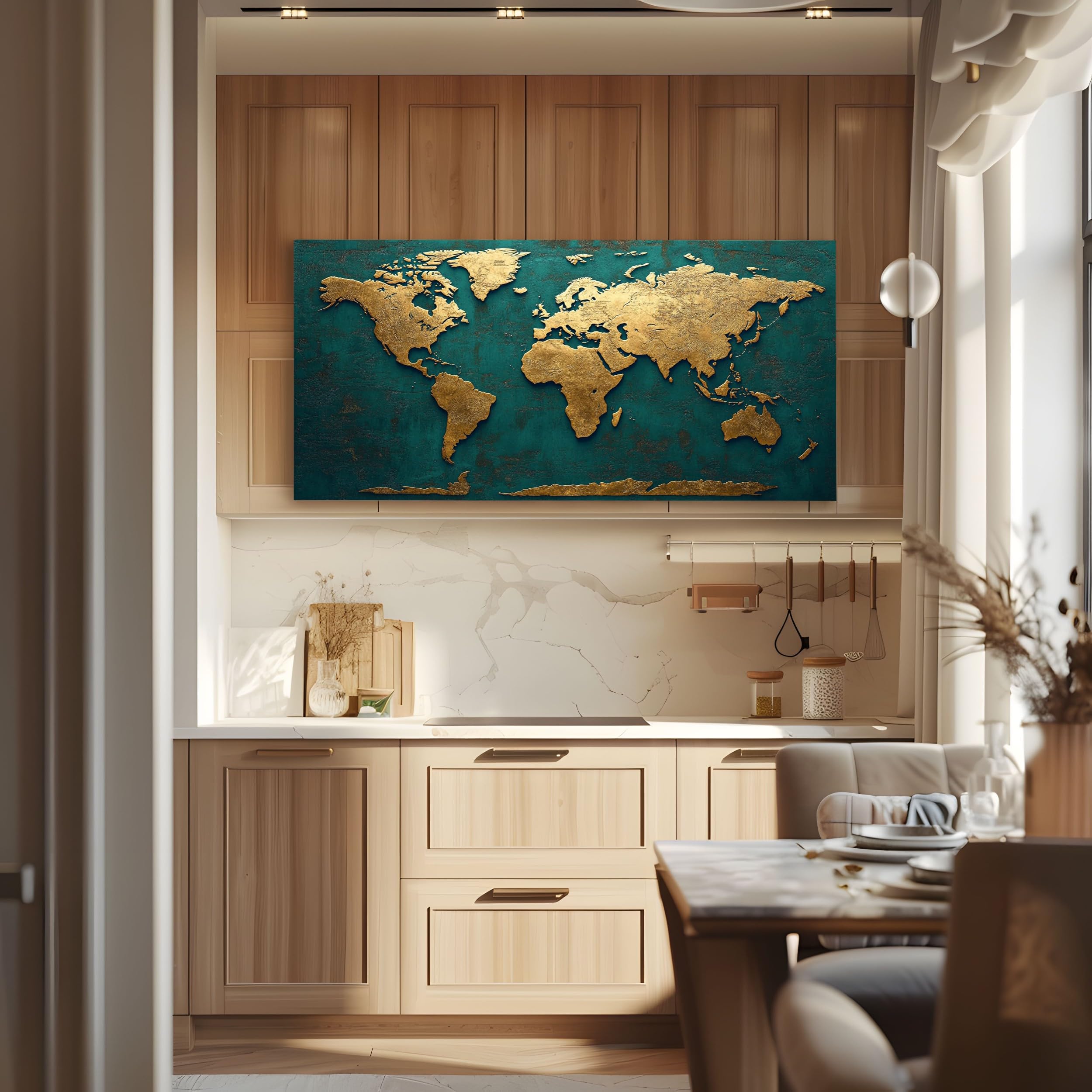 ZORYAN Quadri da Parete Moderni per Soggiorno Mappa Senza Cornice 80x160 cm