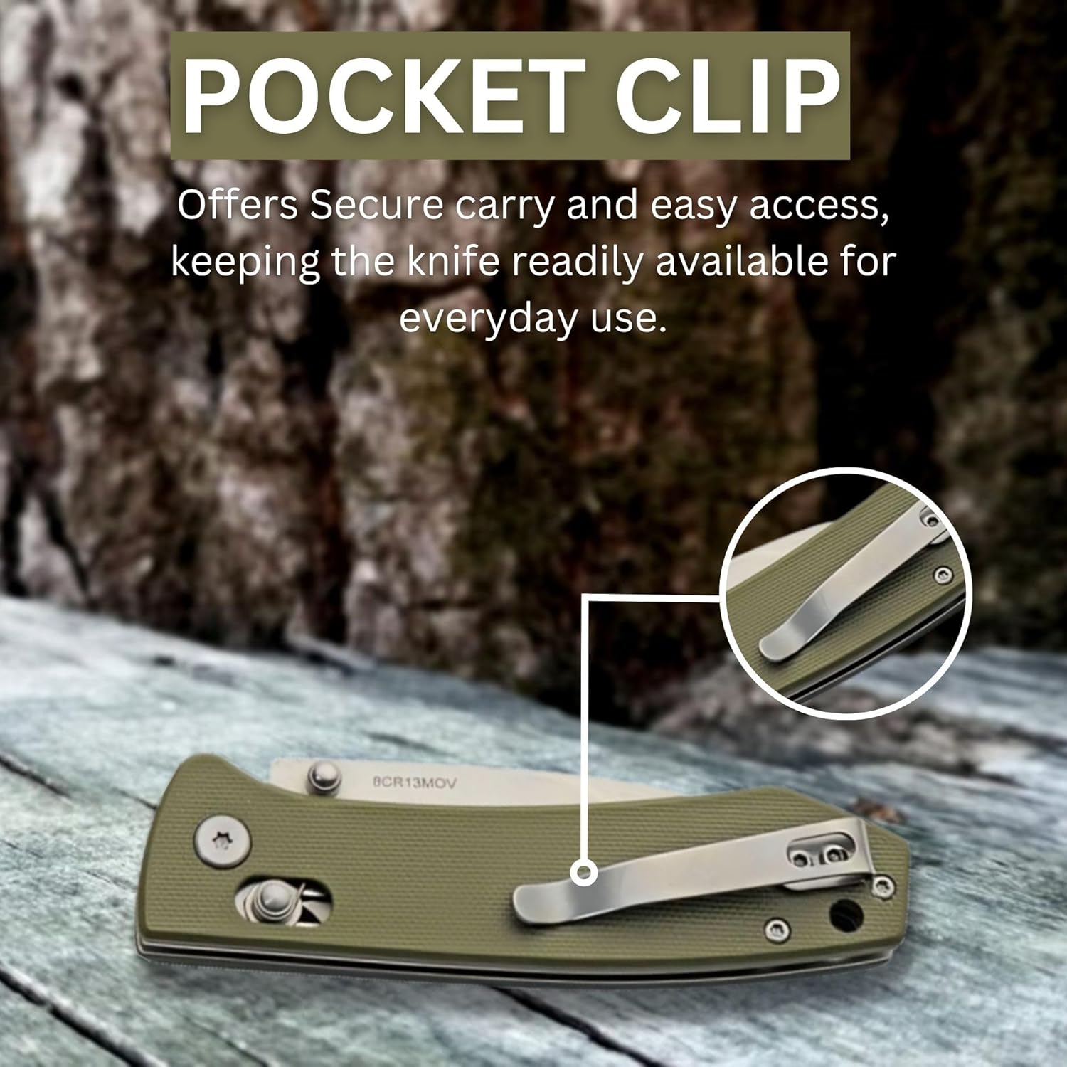 Rite Edge SZCO 4.25" Folding Pocket Knife with Rolling Lock – 8Cr13 Stainless Steel Blade, Green G10 Handle, EDC Folding Knife with Pocket Clip – Tactical Pocket Knife for Men & Women for Camping