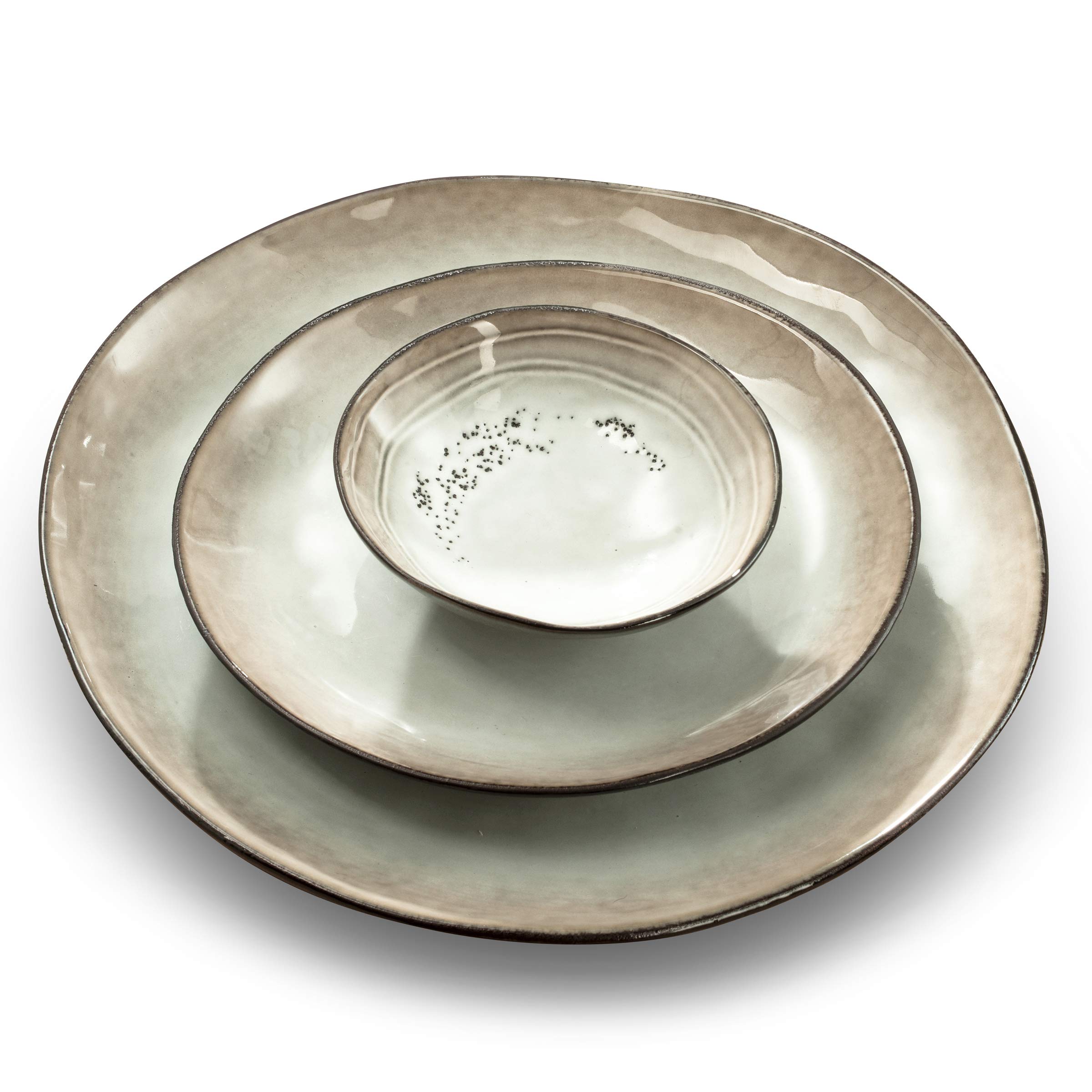 Saladier - D24 cm et 140 cl - Shadow - Grès - Lot de 2 - Marron clair