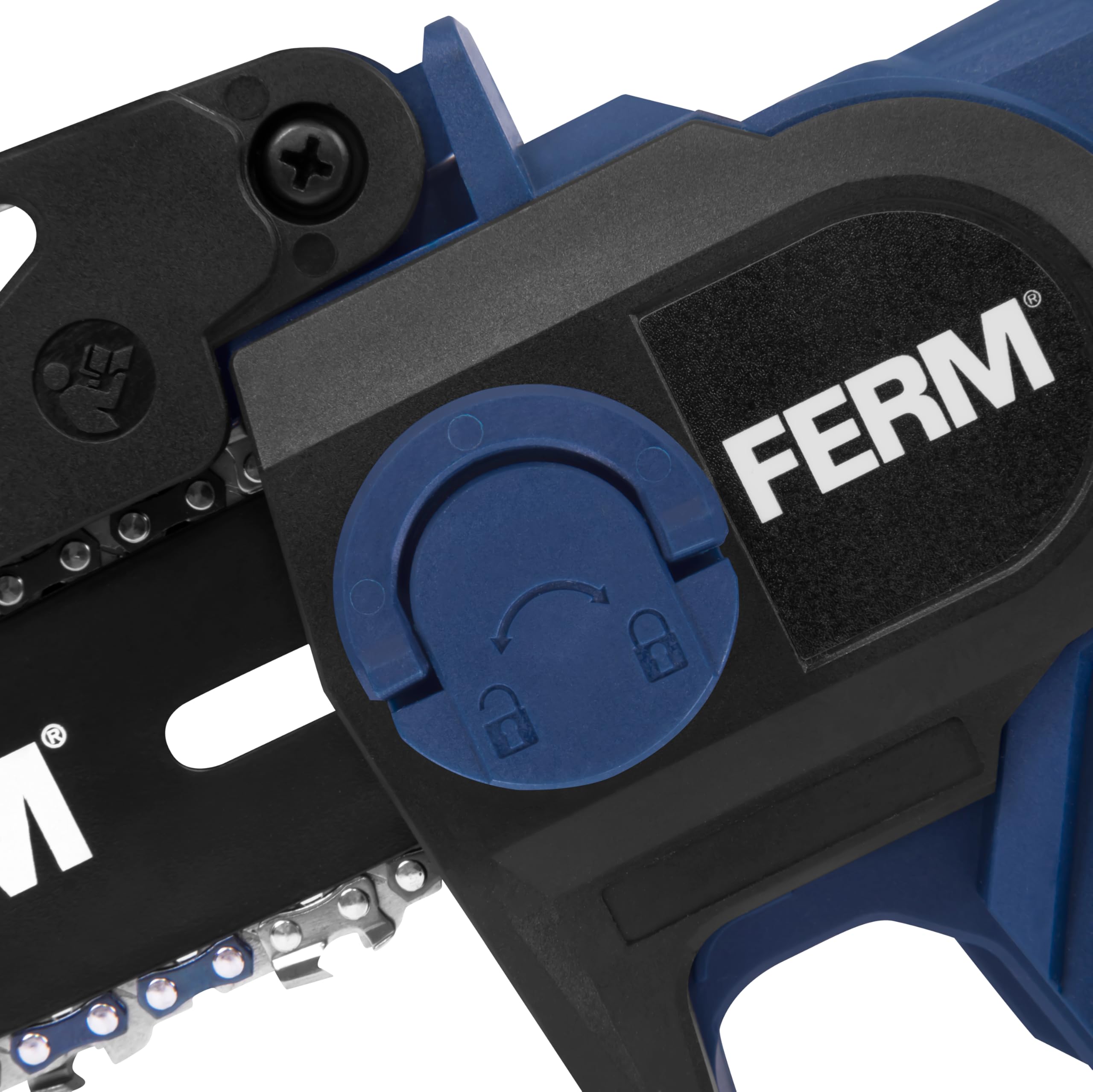 FERM Mini motosierra con batería de 12 V – 12,5 cm con batería de 1,5 Ah, una sola mano, cable de carga USB-C, compatible con AX-Power, sierra de jardín para ramas y madera CSM1052