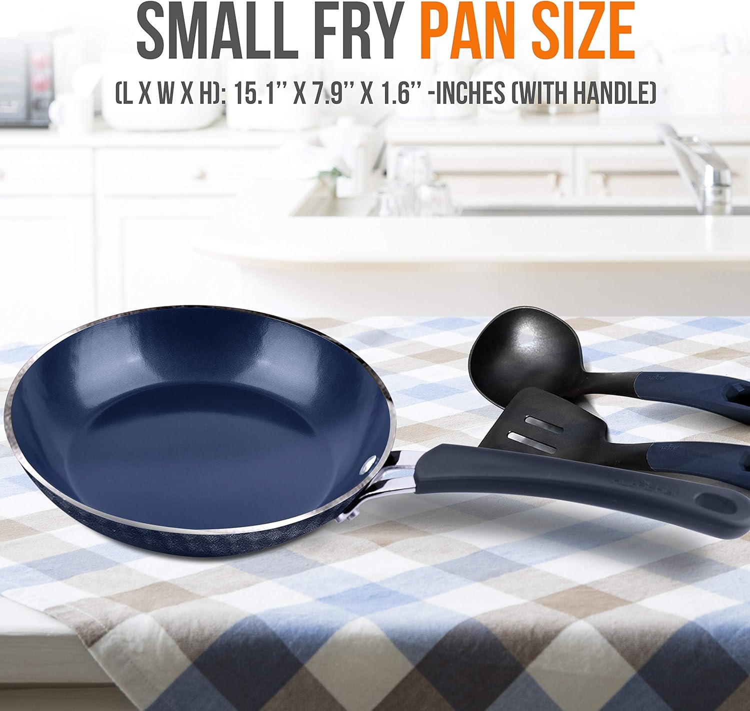 NutriChef 8''Durable Small Fry Pan Non-stick High-Qualified Kitchen Cookware,Induction compatible PTFE/PFOA/PFOS-Free Heat Resistant Lacquer Kitchen Ware,Compatible with Model: NCCW11DS,One size, Blue