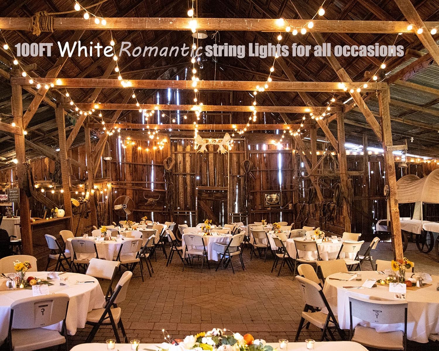 Outdoor String Lights Waterproof Patio LED 100FT G40 Globe String Lights with 53 Shatterproof Clear Bulbs(3 Extra) for Indoor/Outdoor Wedding Pergola Gazebo White String Lights