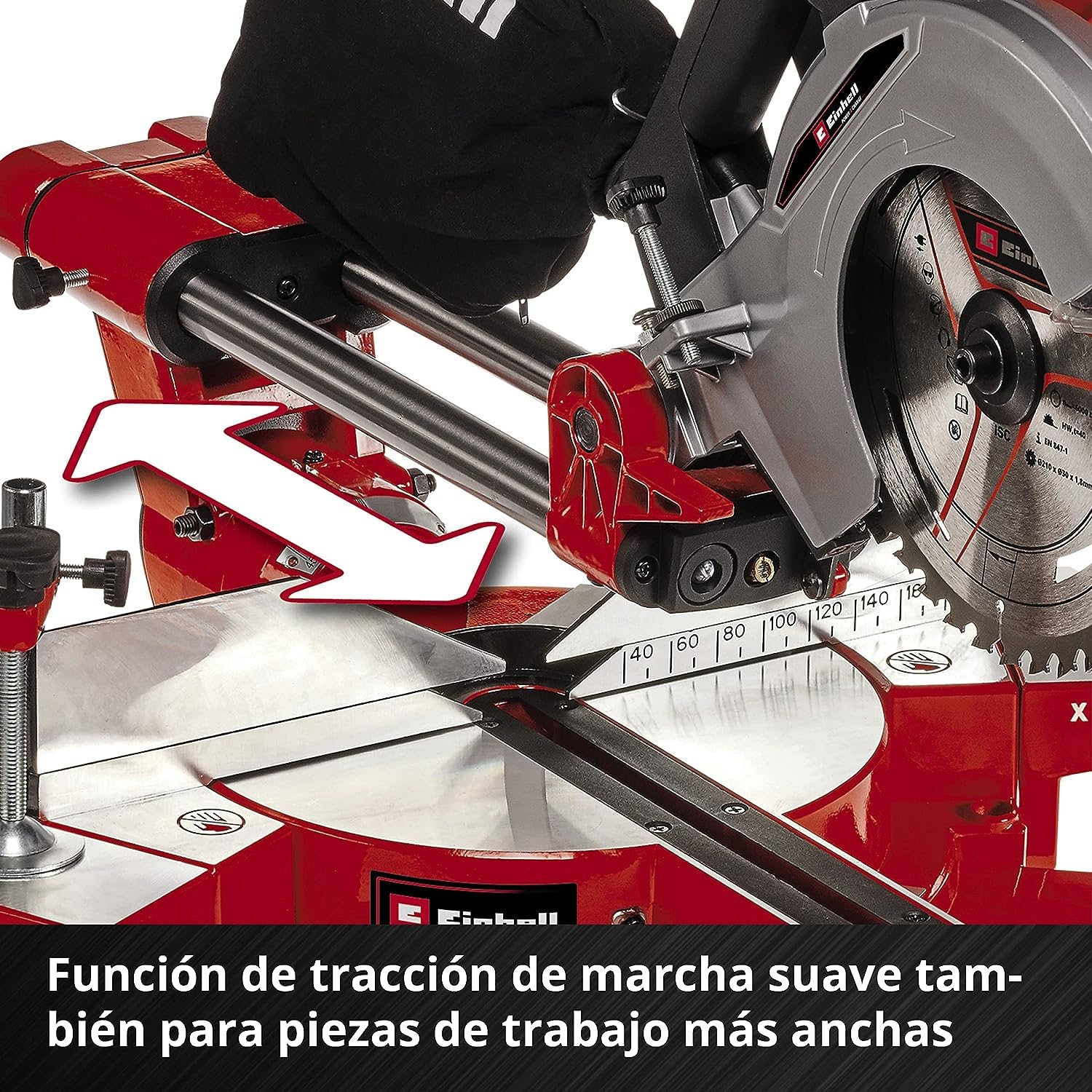 Einhell Ingletadora telescópica TE-SM 36/210 Li-Solo Power X-Change (36 V, iones de litio, Ø210x Ø30 mm hoja, función de tracción de marcha suave, láser de línea de corte, sin batería y cargador)