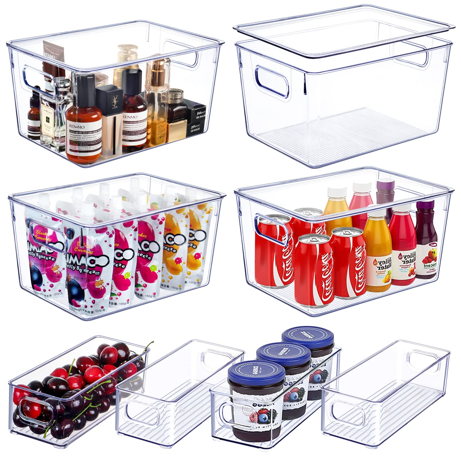 Buy Set of 8 Clear Plastic Storage Bins with Lids, 4 Large and 4 Small