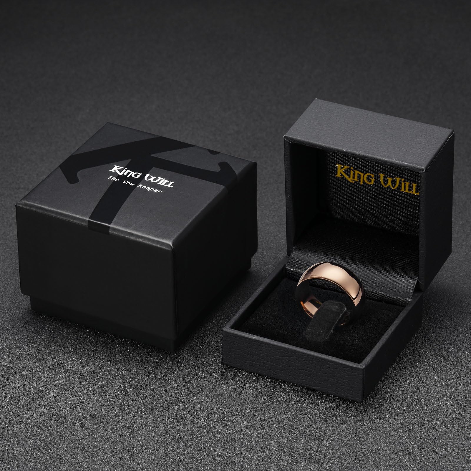 King Will Basic hombre 8 mm Classic alta pulido comodidad ajuste, curvada, metal de tungsteno Anillo de boda banda
