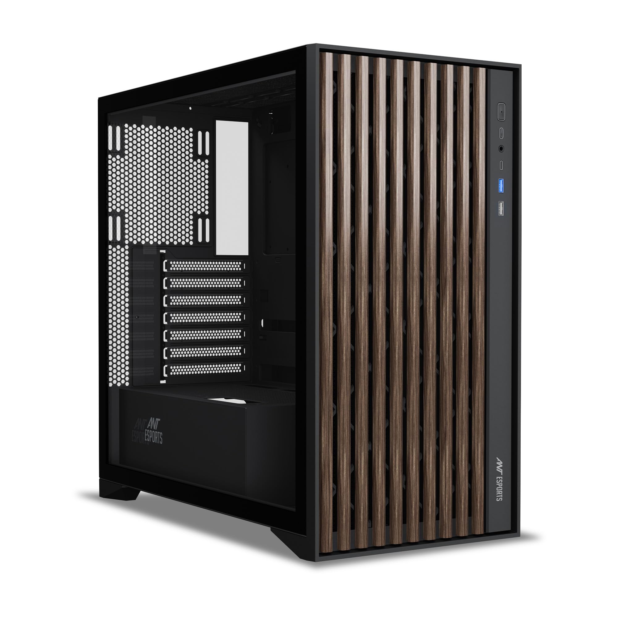 Ant Esports Zen Wood C3 Mid-Tower Computer Case/Gaming Cabinet - Black | Support ATX, Micro-ATX, Mini-ITX